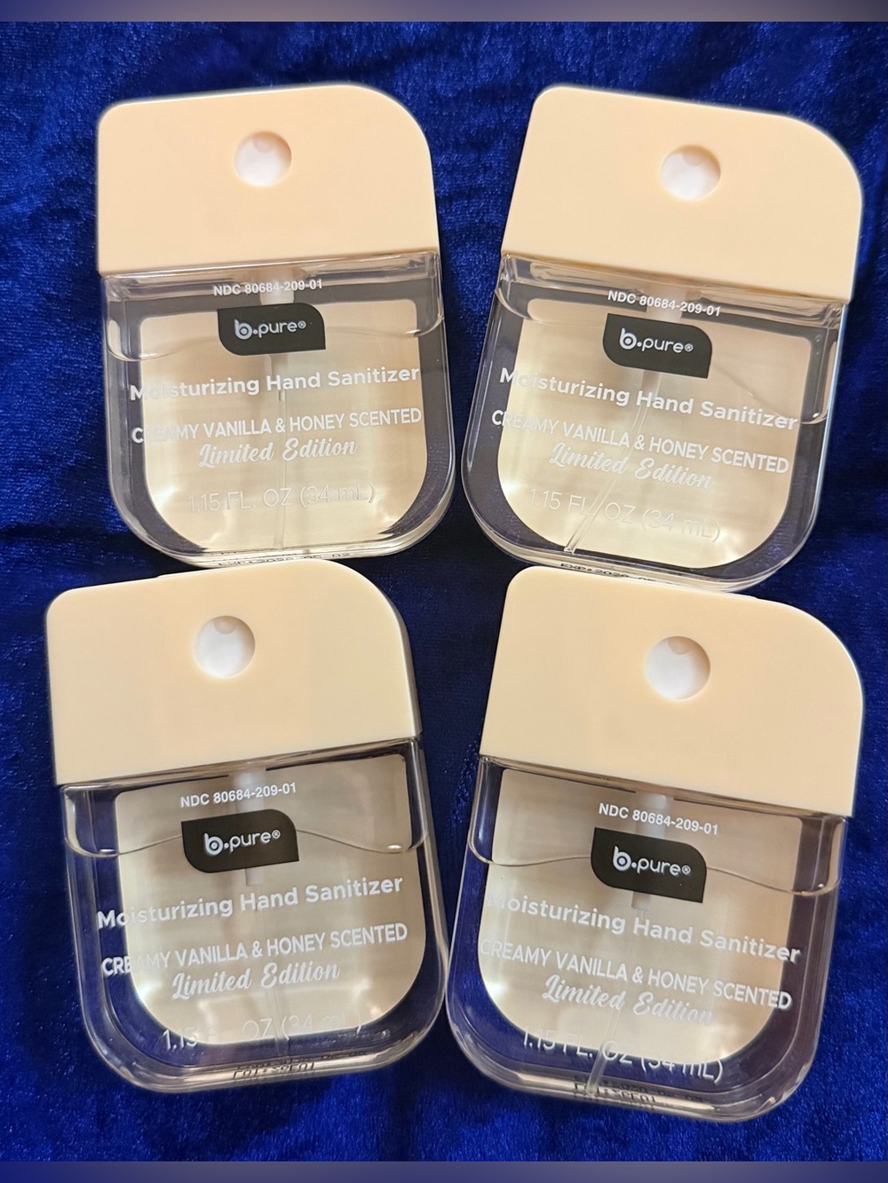 b•pure Creamy Vanilla & Honey Moisturizing Hand Sanitizer (Cream) - 4 Pack